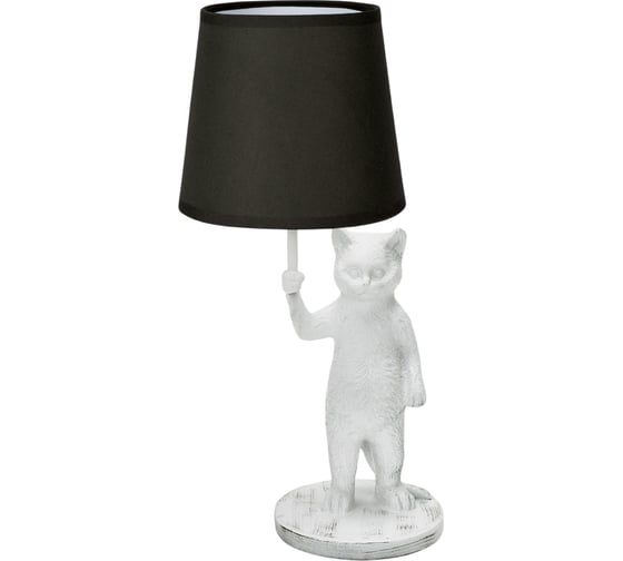 Светильник настольный декоративный Uniel Кот UML-B465 E14, белый/черный UL-00013445