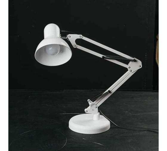 Лампа настольная на основании SVih белая с цоколем E27 60Вт струбцина в комплекте HK-2202W