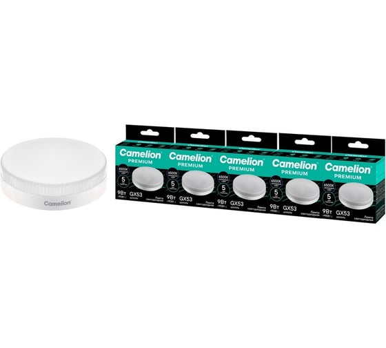 Светодиодная лампа Сamelion Premium LED12-GX53-865-GX53 5 шт. (таблетка 12Вт GX53 6500K 120-265В) Camelion 16914