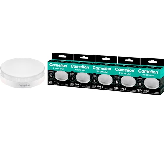 Светодиодная лампа Сamelion Premium LED9-GX53-840-GX53 5 шт. (таблетка 9Вт GX53 4000K 120-265В) Camelion 16911