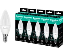 Светодиодная лампа Сamelion Premium LED9-C37-840-E14 5 шт. (свеча 9Вт E14 4000K 120-265В) Camelion 16906