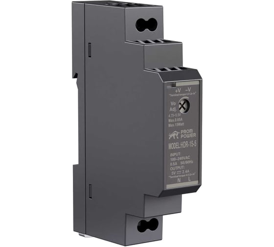 Источник питания Prompower HDR-15-5, на вых. 5 В DC, 2.4А, 12Вт. Вх. 85-264В AC (120-370 В DC) HDR155