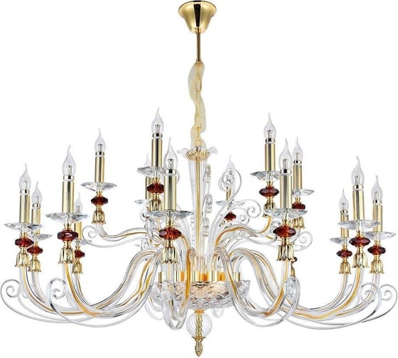 Подвесная люстра Crystal Lux Catarina SP12+6 Gold/Transparent-Cognac