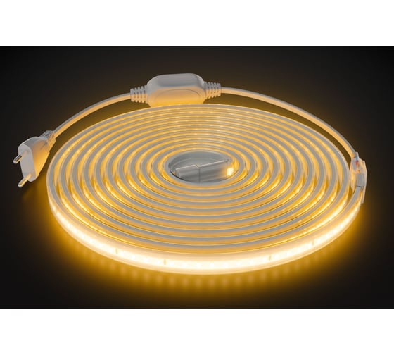 Комплект светодиодной ленты Apeyron 220В 10Вт/м, 600лм/м, 3000К, SMD2835, 120д/м, 13.5х7мм, 5м, IP65 10-140