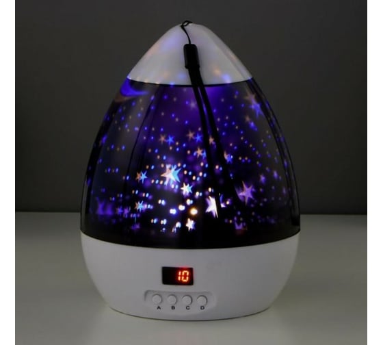 Ночник RISALUX-проектор 160931 LED USB от батареек 4ААА бело-черный 14х14х11 см 5091609