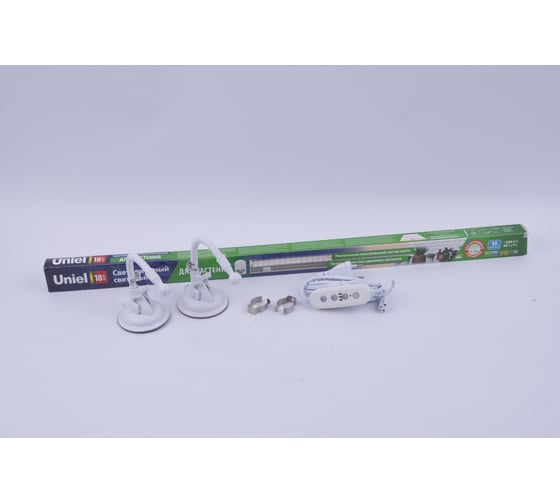 Набор: Светильник светодиодный + Таймер + Подставка на присоскеUniel Спектр для фотосинтеза ULT-P252-18W/SPFR/TM33/2M/M01 SILVER/WHITE UL-00013600