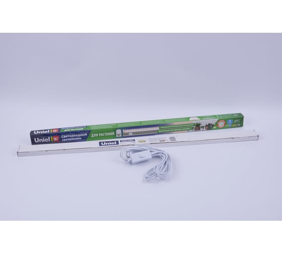 Набор: Светильник светодиодный линейный + Провод с выключателем + Подставка металлическая Uniel Спектр для фотосинтеза ULT-P251-18W/SPFR/3M/G03 SILVER/WHITE UL-00013599