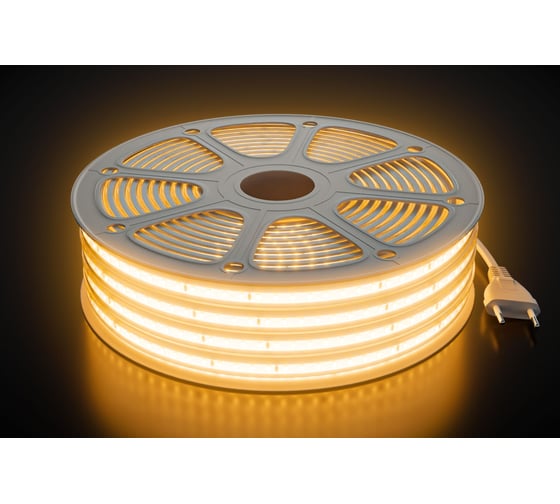 Комплект светодиодной ленты Apeyron 220В 10Вт/м, 600лм/м, 3000К, SMD2835, 120д/м, 13,5х7мм, 15м, IP6 10-143