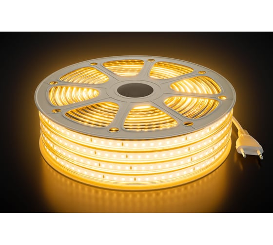 Комплект светодиодной ленты OGM 220В 6Вт/м, 400лм/м, 3000К, SMD2835, 120д/м, 15м, IP65 / SL-68