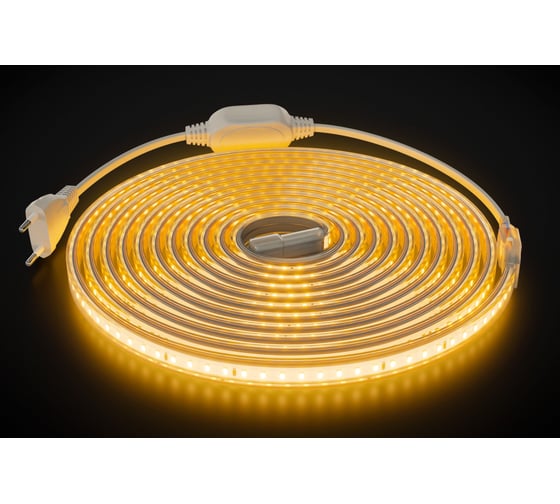 Комплект светодиодной ленты OGM 220В 6Вт/м, 400лм/м, 3000К, SMD2835, 120д/м, 5м, IP65 / SL-65