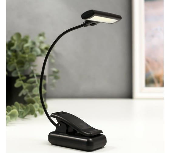 Светильник RISALUX настольный 164301 LED от батареек 3ААА черный 7х4,5х31 см 5469665