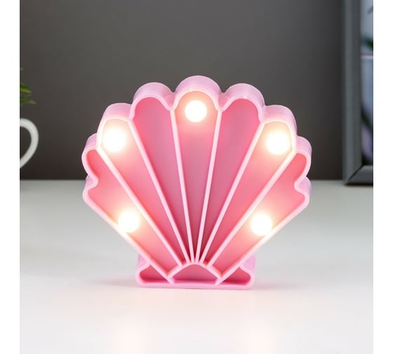 Ночник RISALUX "Ракушка" 5 LED батарейки 3xAG13 МИКС 10х3х9,2 см. 4432802