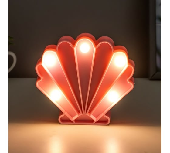 Ночник RISALUX "Ракушка" 5 LED батарейки 3xAG13 МИКС 10х3х9,2 см. 4432802