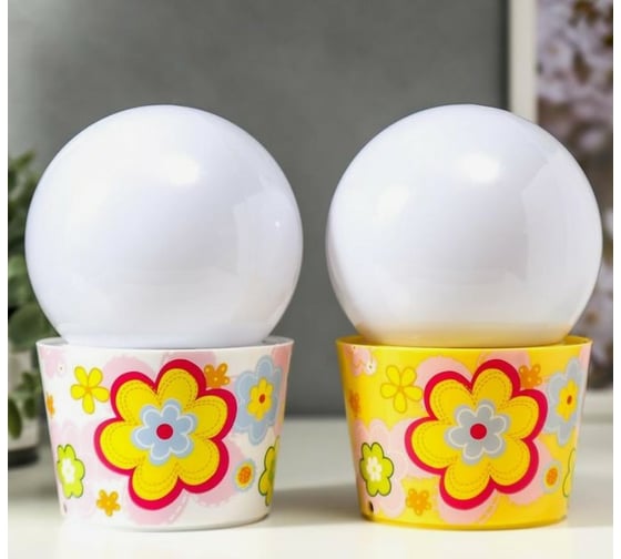 Ночник RISALUX "Цветочное ассорти" LED от батареек 3хАА МИКС 10х10х16 см 5112588