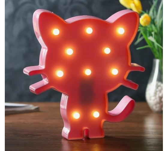 Ночник RISALUX "Котенок" 10хLED батарейки 2АА МИКС 24х3х25,5 см 4734804 1