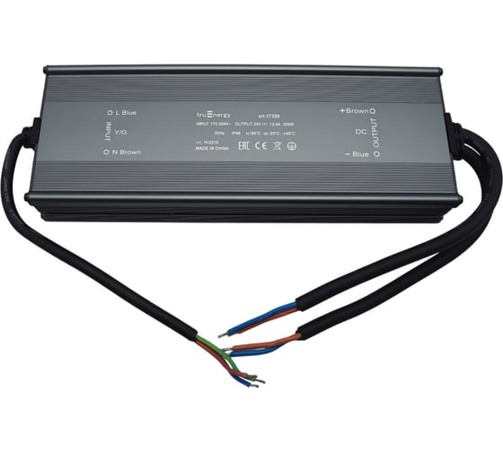 Блок питания для светодиодной ленты truEnergy 24V 300W IP68 алюминий 265x90x36мм 17362