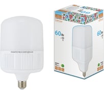 Светодиодная лампа TDM ELECTRIC T-60 Вт-230 В-6500 К–E27 160x265 мм НАРОДНАЯ SQ0340-1584