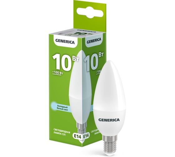 Лампа LED GENERICA C35 свеча 10Вт 230В 6500К E14 LL-C35-10-230-65-E14-G