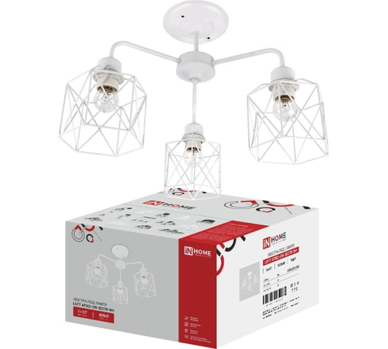 Люстра под лампу IN HOME LOFT ATIKO-СN-3E27R-WH 3хЕ27 белый 4690612067292