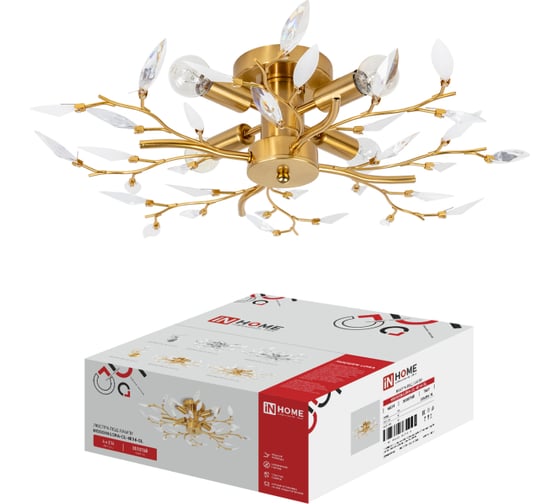 Люстра под лампу IN HOME MODERN LORA-CL-4E14-GL 4хЕ14 золотой 4690612067223