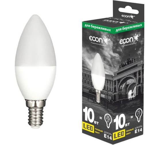 Лампа светодиодная Econ LED CN 10Вт E14 3000K B35 ES 10-7210011