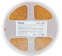 Лента светодиодная FERON 720SMD(2110) 10Вт/м 24В 5000х8х1.8мм IP20 4000К, LS 53096