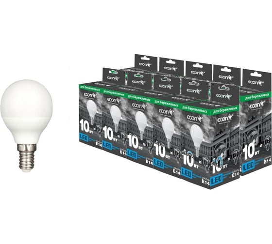 Лампа светодиодная Econ LED P 10Вт E14 6500K P45 ES (упаковка 10шт) 10-7310012