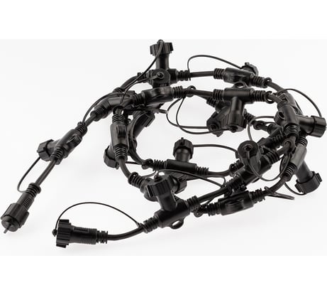 Разветвитель для гирлянд ЭРА, IP65, 2 м, 20 гнезд, шаг 10 см, черный, каучук, 220В Б0051883