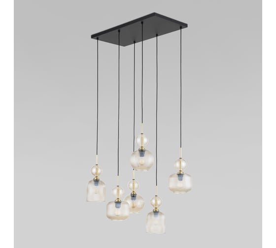 Подвесной светильник TK Lighting Sophia Cognac E14 с плафоном из фактурного стекла 11044 черный/янтарный a072559