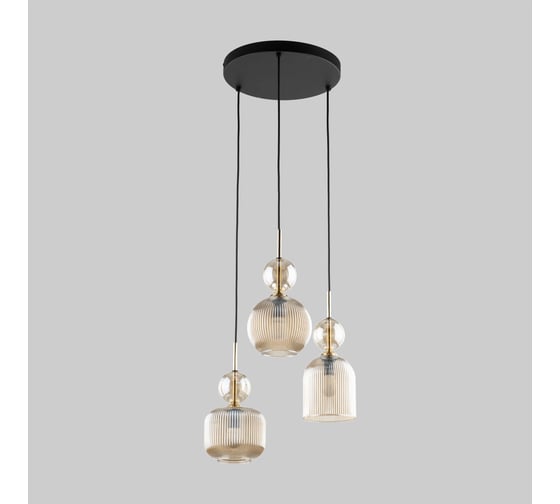 Подвесной светильник TK Lighting Sophia Cognac E14 со стеклянными плафонами 11041 черный/янтарный a071824 1