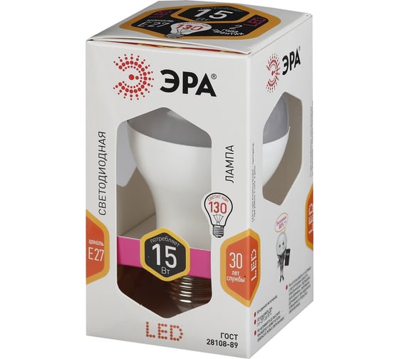 Светодиодная лампа ЭРА LED A6015W827E27 диод, груша, 15 Вт, теплый свет, E27 Б0050281