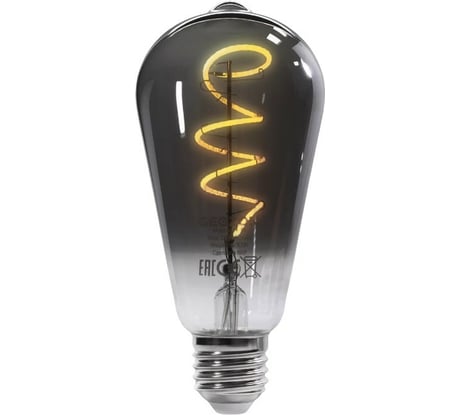 Умная LED лампа GEOZON FL-04 филамент тонированная E27, ST64, 5.5W, 2200K-5500K, Wi-Fi, black GSH-SLF04