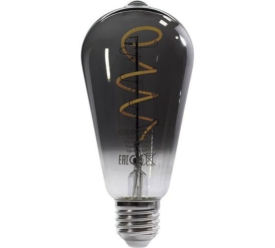 Умная LED лампа GEOZON FL-04 филамент тонированная E27, ST64, 5.5W, 2200K-5500K, Wi-Fi, black GSH-SLF04