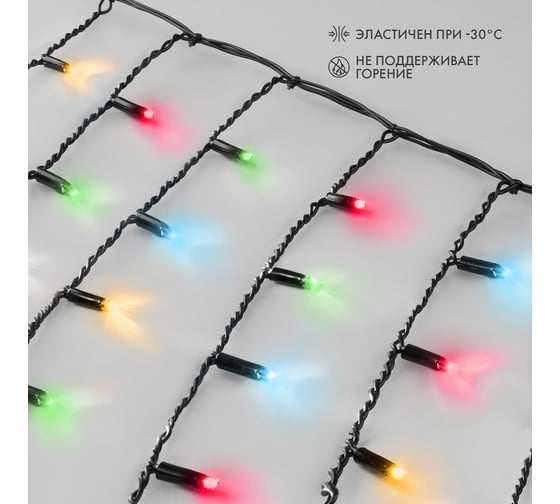 Гирлянда Neon-Night светодиодная Бахрома Айсикл 4,8х0,6м 176 LED RGB черный ПВХ IP65 свечение с динамикой 230В нужен контроллер 245-908 245-208