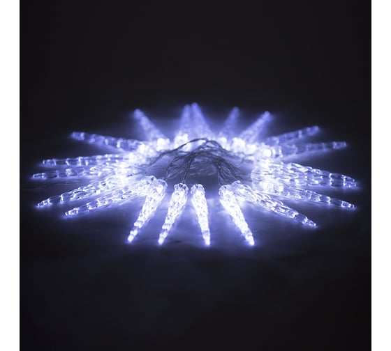 Электрогирлянда-нить комнатная Золотая сказка Сосульки 2м, 20LED, холод белый, батарейки, , 592561