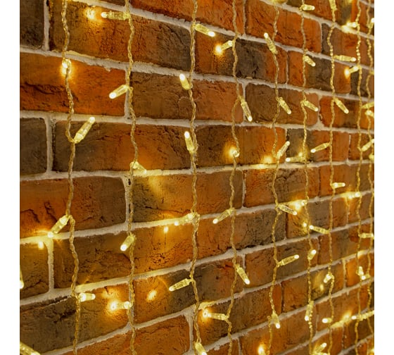 Гирлянда светодиодная Neon-Night Занавес 2х9м 1200 LED теплый белый прозрачный ПВХ IP65 эффект мерцания соединяется 230В нужен блок 303-500-1 235-696