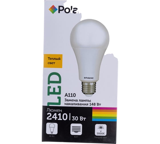 Светодиодная лампа Polaroid 220V A110 30W 3000K E27 2410lm PL-A11030273