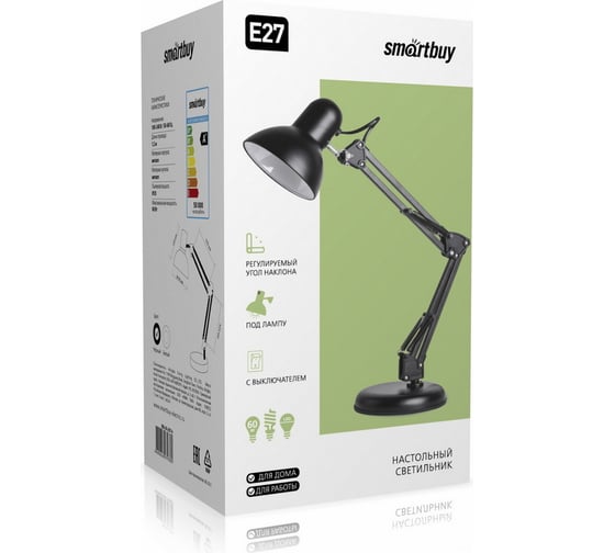 Настольный светильник Smartbuy под лампу E27 на основании, черный SBL-DL-E27-b