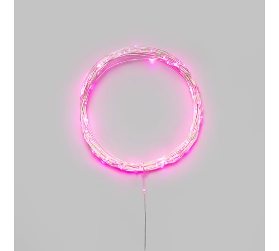 Гирлянда светодиодная Neon-NightРоса 10м 100 LED розовый IP20 3хАА (в комплект не входят) 302-077