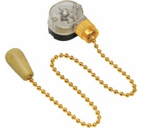 Выключатель для бра REXANT с цепочкой 270 мм и деревянным наконечником Gold 10 шт 32-0106