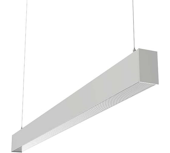 Светодиодный светильник VARTON X-line 1,5 м 30 Вт одиночный подвесной 1499x63x100 мм IP40 RAL9003 белый муар Tunable White (3000-6500K) призма с декоративным проводом 2 м и комплектом подвесов 2 м диммируемый (DALI) V1-R0-00825-02PRA-40030TW