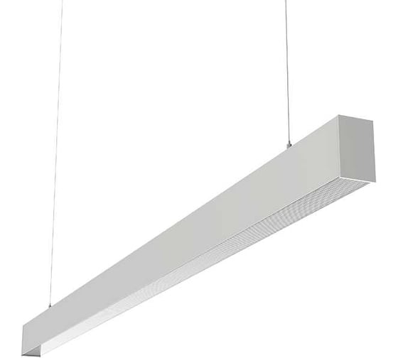 Светодиодный светильник VARTON X-line 2 м 40 Вт одиночный подвесной 1995x63x100 мм IP40 RAL9003 белый муар Tunable White (3000-6500K) призма с декоративным проводом 2 м и комплектом подвесов 2 м диммируемый (DALI) V1-R0-00827-02PRA-40040TW
