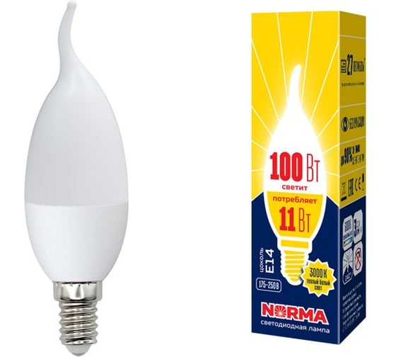 Светодиодная лампа Volpe LED-CW37-11W/WW/E14/FR/NR SET10 UL-00014096