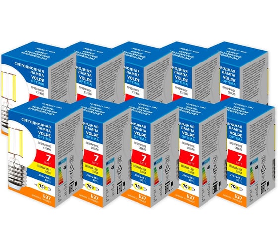 Светодиодная лампа Volpe LED-G45-7W/3000K/E27/CL/SLF SET10 UL-00013921