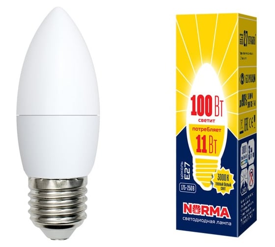 Светодиодная лампа Volpe LED-C37-11W/WW/E27/FR/NR SET10 UL-00014081