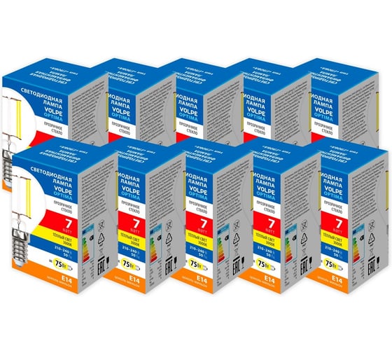 Светодиодная лампа Volpe LED-G45-7W/3000K/E14/CL/SLF SET10 UL-00013920