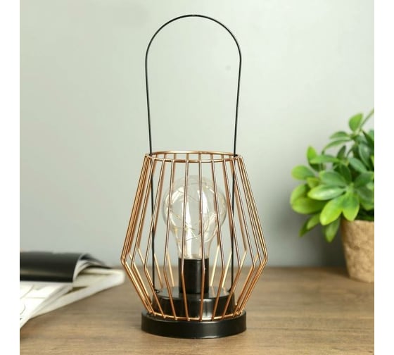 Ночник RisaLux "Фонарь золотой" LED 3AAА черный 14x14x29,5 см. 4304063 1