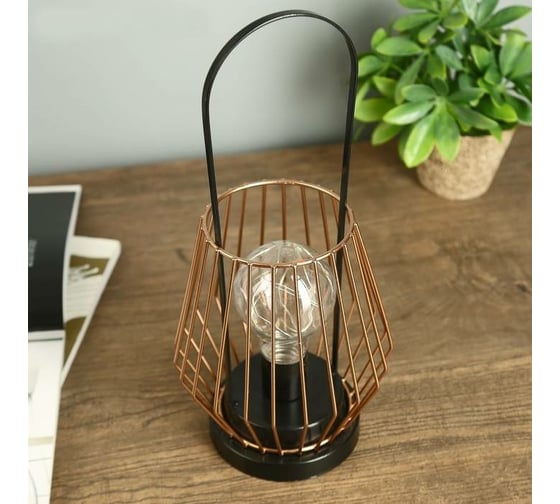 Ночник RisaLux "Фонарь золотой" LED 3AAА черный 14x14x29,5 см. 4304063
