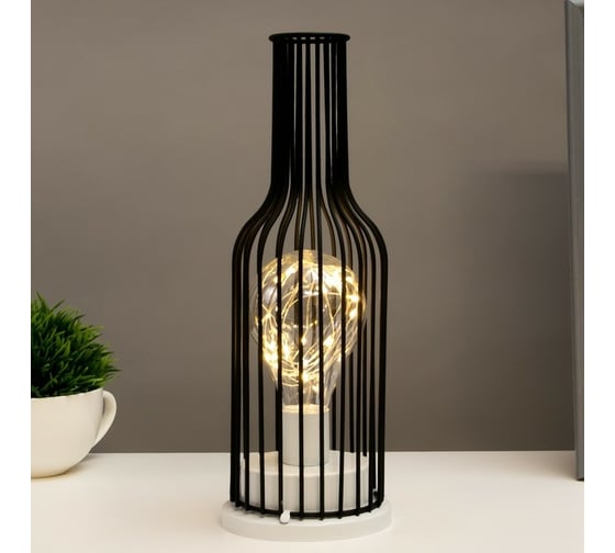 Ночник RisaLux "Бутылка" LED от батареек 3хAAA черный 11x11x30 см 7336991