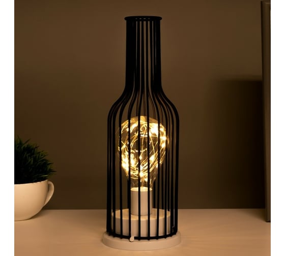 Ночник RisaLux "Бутылка" LED от батареек 3хAAA черный 11x11x30 см 7336991